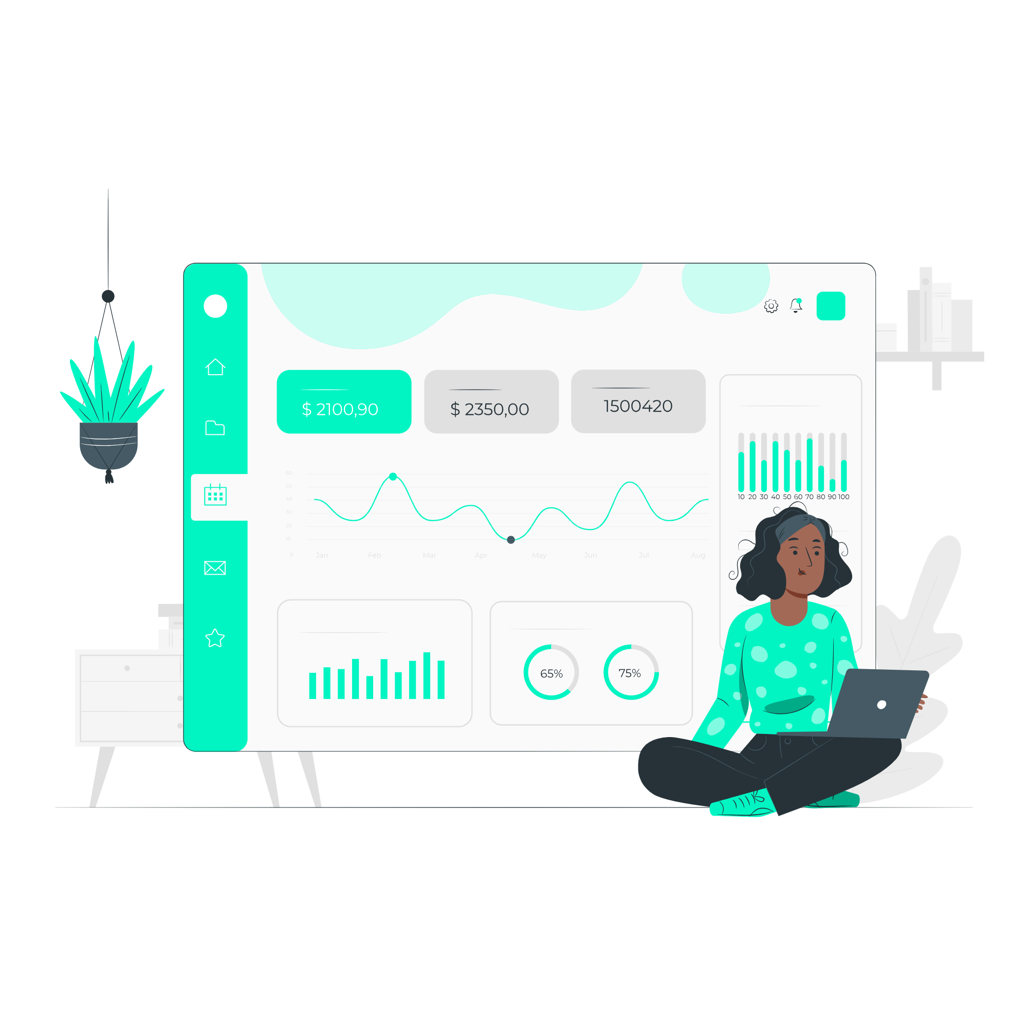 A sleek dashboard showing graphs and charts